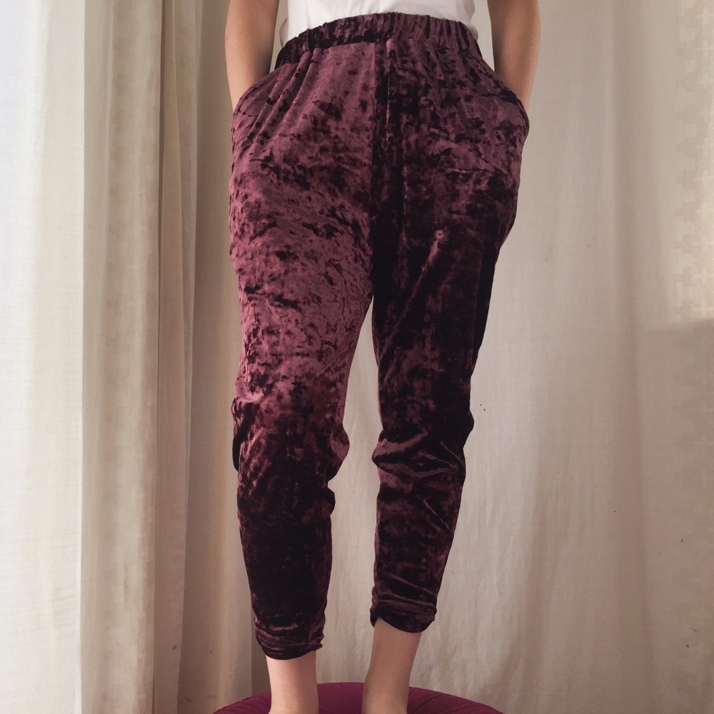crushed velvet jogger pants